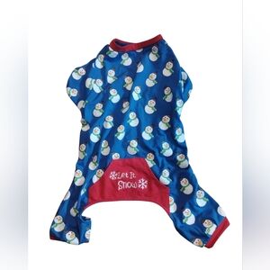 Blue Snowman Dog Pajamas Medium